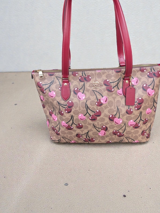 Coach Handbags - Coach Gallery Tote in Signature Canvas with Cherry Print (NWT)